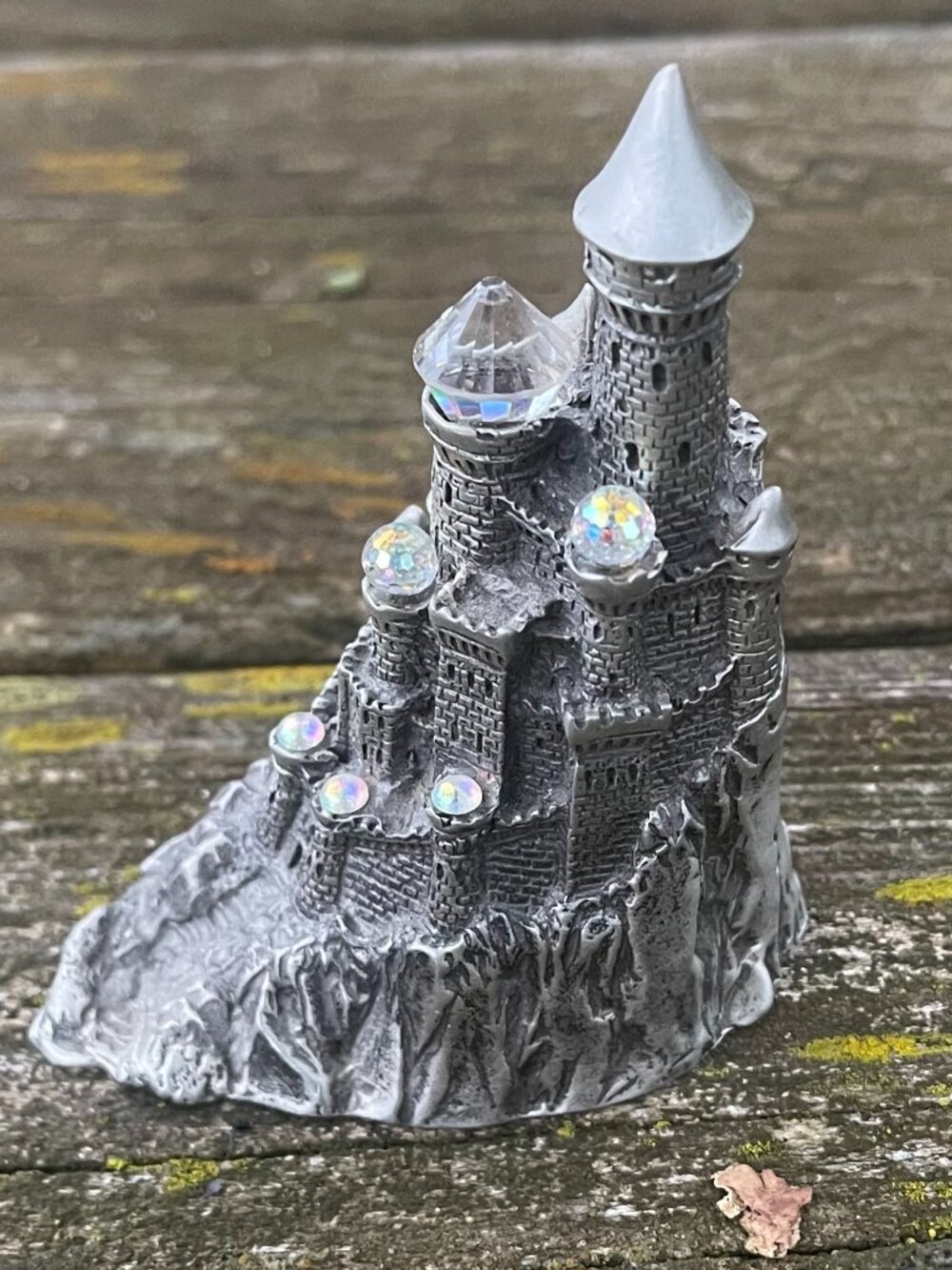 Vintage Signed Ray Lamb 1989 Perth Pewter and Swarovski Crystal Castle